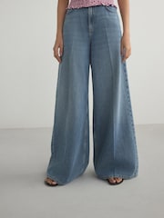 Light Blue Wide Smart Palazzo Jeans - Image 3 of 8