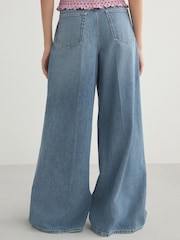 Light Blue Wide Smart Palazzo Jeans - Image 4 of 8