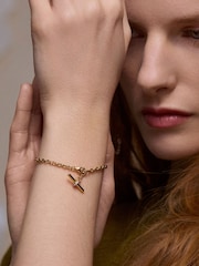 Dinny Hall Gold Tone My World T-Bar Bracelet - Image 1 of 2