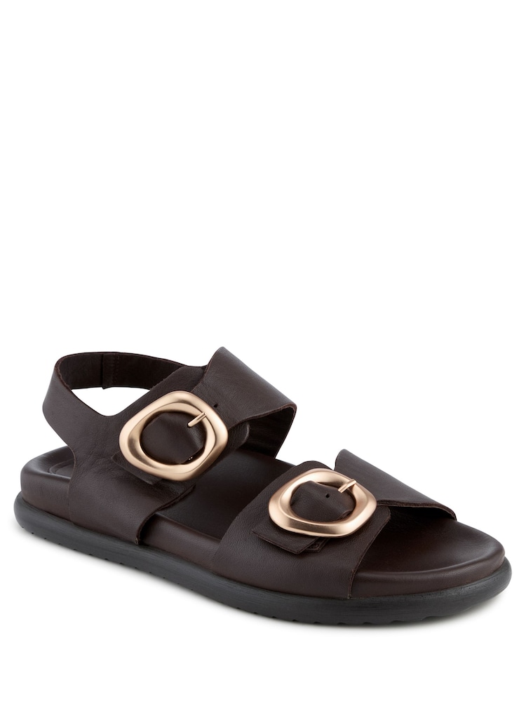 Jones Bootmaker Chocolate Juneau Buckled Sandals - Image 1 of 5
