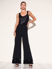 Friends Like These Black Sequin Hem Straight Leg Trousers - Image 3 of 6