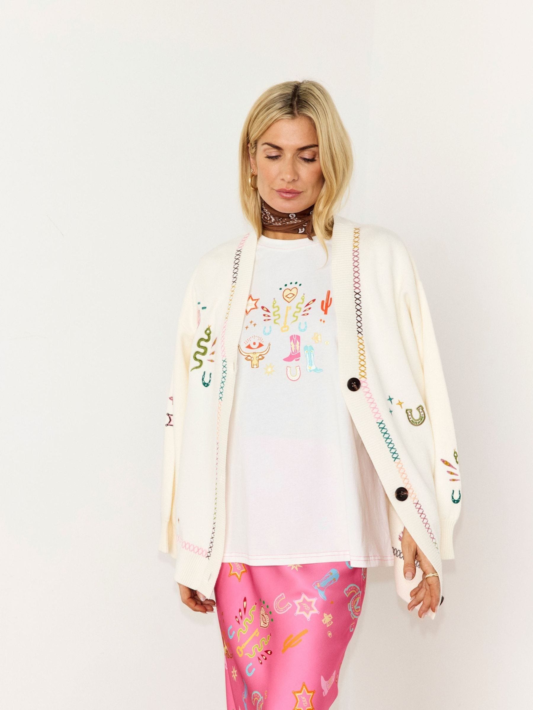 Buy Never Fully Dressed Cream Western Martha Cardigan from the
