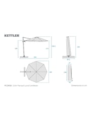 Kettler Stone Cream Luna 3.0m Round Cantilever Parasol - Image 6 of 6