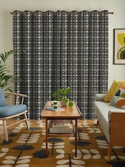 Orla Kiely Charcoal Textured Flower Made to Measure Curtains - Image 2 of 9