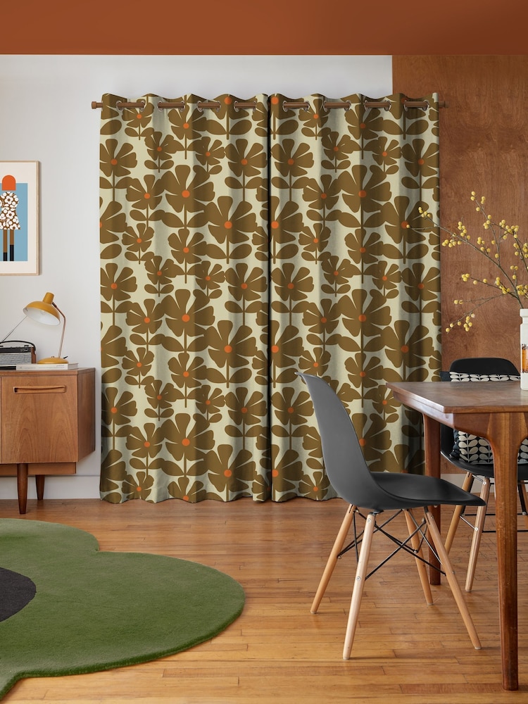 Orla Kiely Coffee Wildflower Made to Measure Curtains - Image 2 of 9 Orla Kiely Coffee Wildflower Made to Measure Curtains - Image 2 of 9