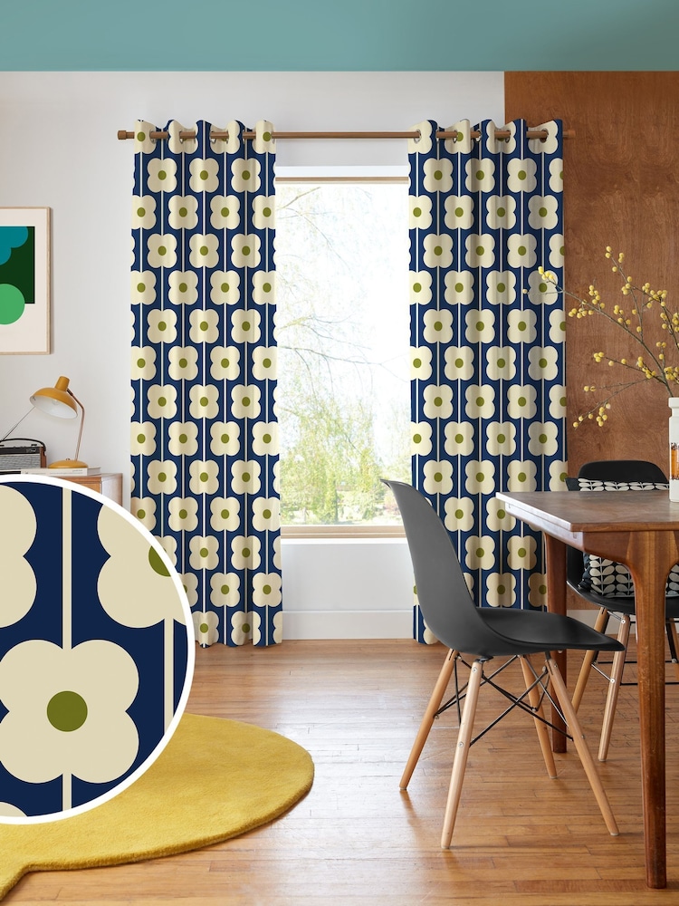 Orla Kiely Coffee Abacus Flower Made to Measure Curtains - Image 1 of 9