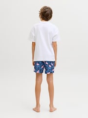 JACK & JONES JUNIOR Blue Flamingo All-Over Print Swim Shorts - Image 3 of 5