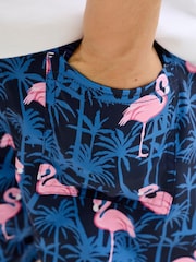 JACK & JONES JUNIOR Blue Flamingo All-Over Print Swim Shorts - Image 4 of 5