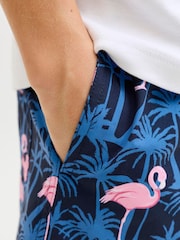 JACK & JONES JUNIOR Blue Flamingo All-Over Print Swim Shorts - Image 5 of 5