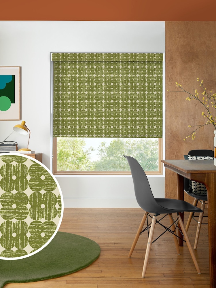 Orla Kiely Olive Textured Flower Made to Measure Blinds - Image 1 of 6 Orla Kiely Olive Textured Flower Made to Measure Blinds - Image 1 of 6