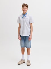 JACK & JONES JUNIOR White Striped Short Sleeved Shirt - Image 4 of 6