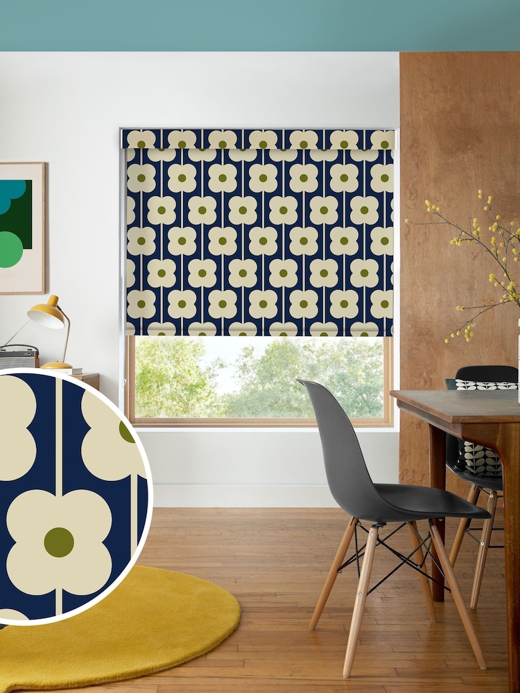 Orla Kiely Navy Abacus Flower Made to Measure Blinds - Image 1 of 6