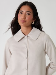 Threadbare Cream Faux Suede Peter Pan Collar Cropped Jacket - Image 4 of 4