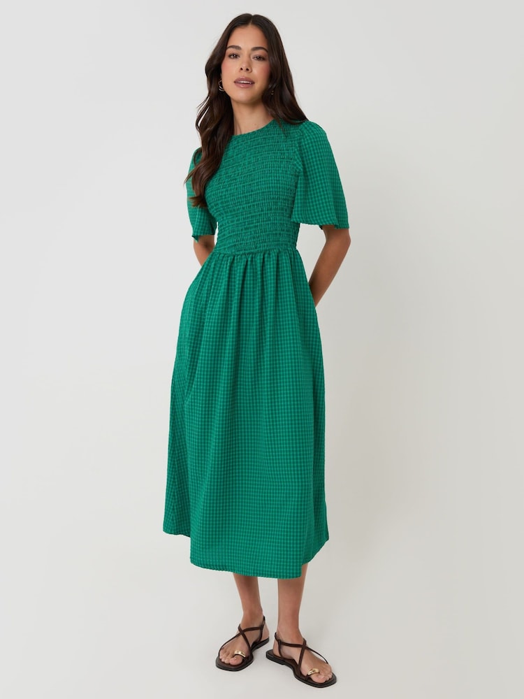 Threadbare Green Gingham Angel Sleeve Midaxi Dress - Image 2 of 5 Threadbare Green Gingham Angel Sleeve Midaxi Dress - Image 2 of 5