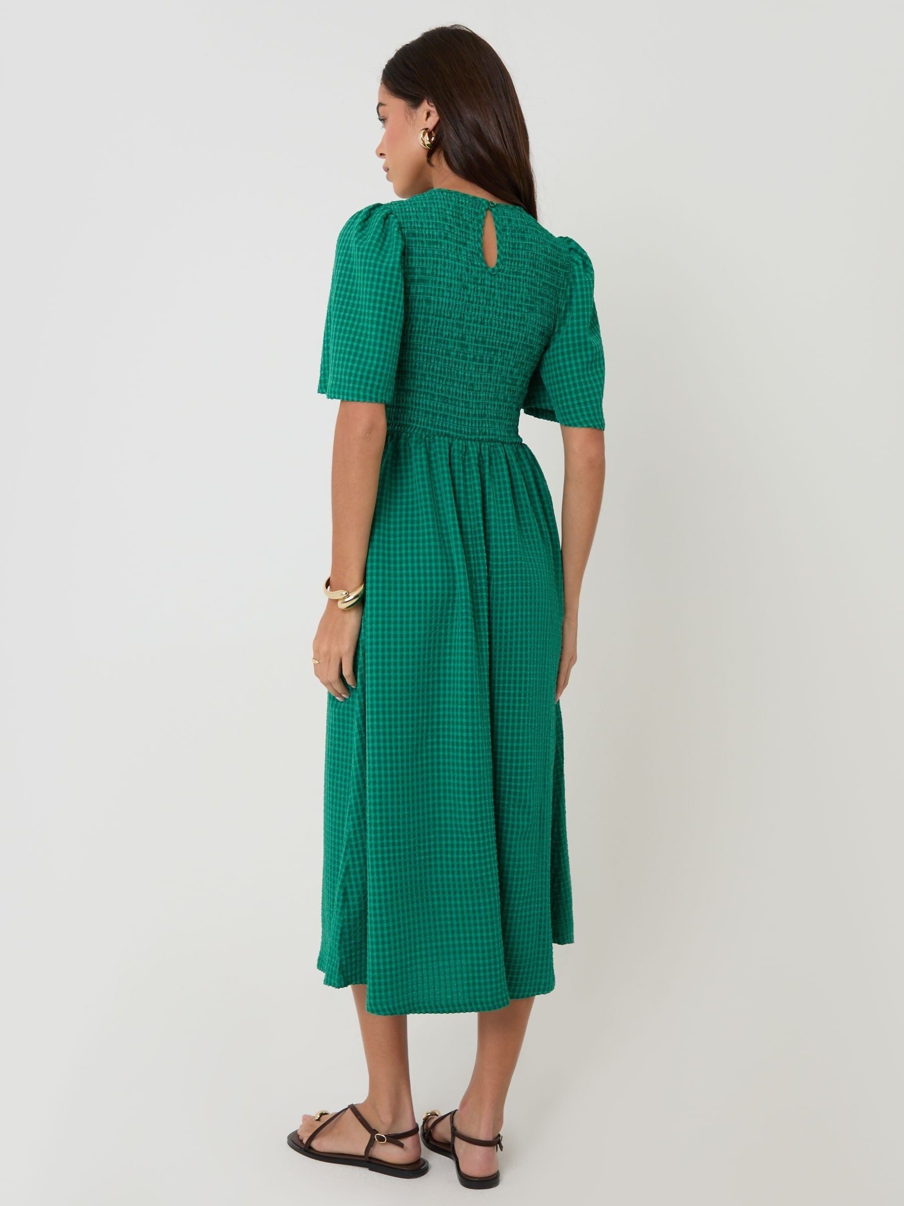 green gingham wrap dress Tasha Double Face Wrap Check Dress, Green