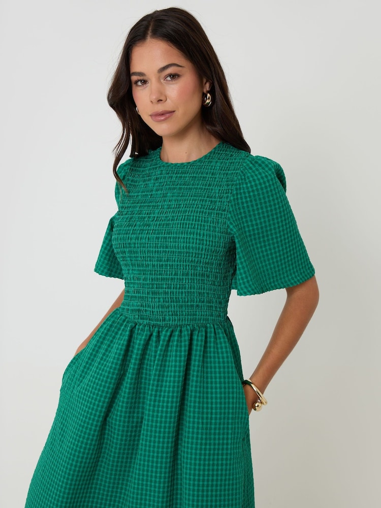 Threadbare Green Gingham Angel Sleeve Midaxi Dress - Image 5 of 5 Threadbare Green Gingham Angel Sleeve Midaxi Dress - Image 5 of 5