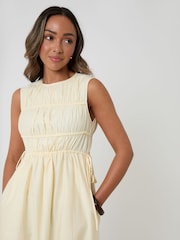 Threadbare Yellow Ruched Drawstring Midi Dress - Image 3 of 4