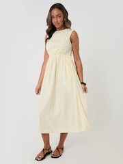 Threadbare Yellow Ruched Drawstring Midi Dress - Image 4 of 4