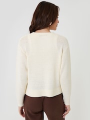 Crema - Threadbare Dropped Shoulder Open Cardigan - Imagen 2 de 4