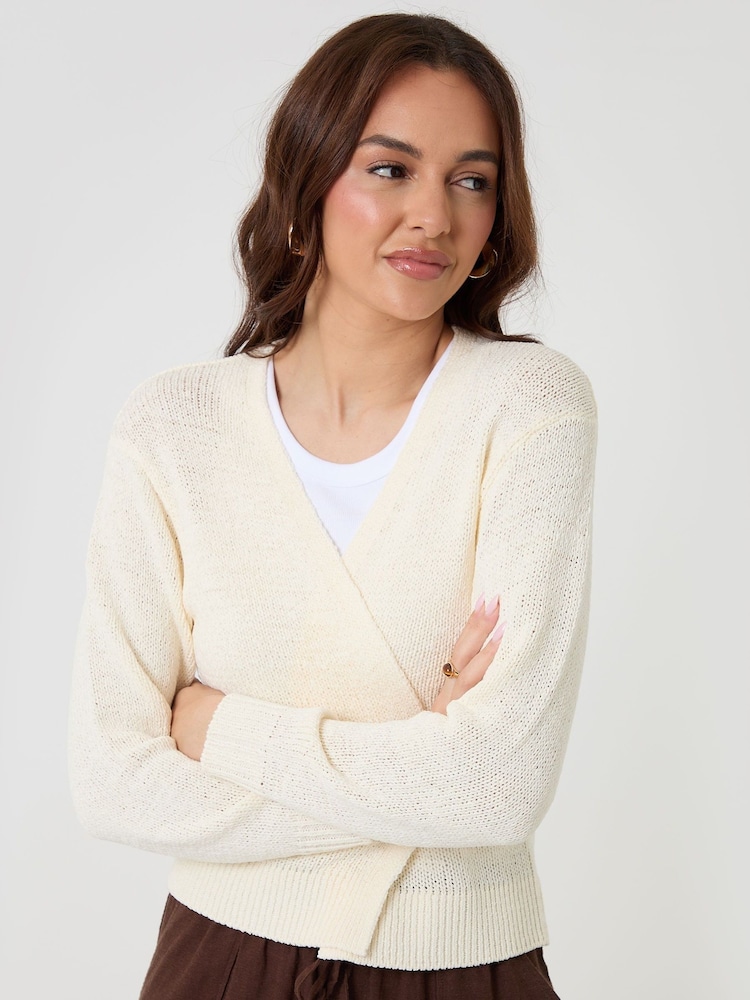 Crema - Threadbare Dropped Shoulder Open Cardigan - Imagen 4 de 4
