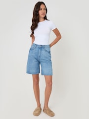 Threadbare Blue Denim Bermuda Shorts - Image 2 of 5