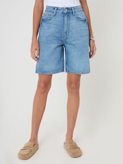 Threadbare Blue Denim Bermuda Shorts - Image 3 of 5