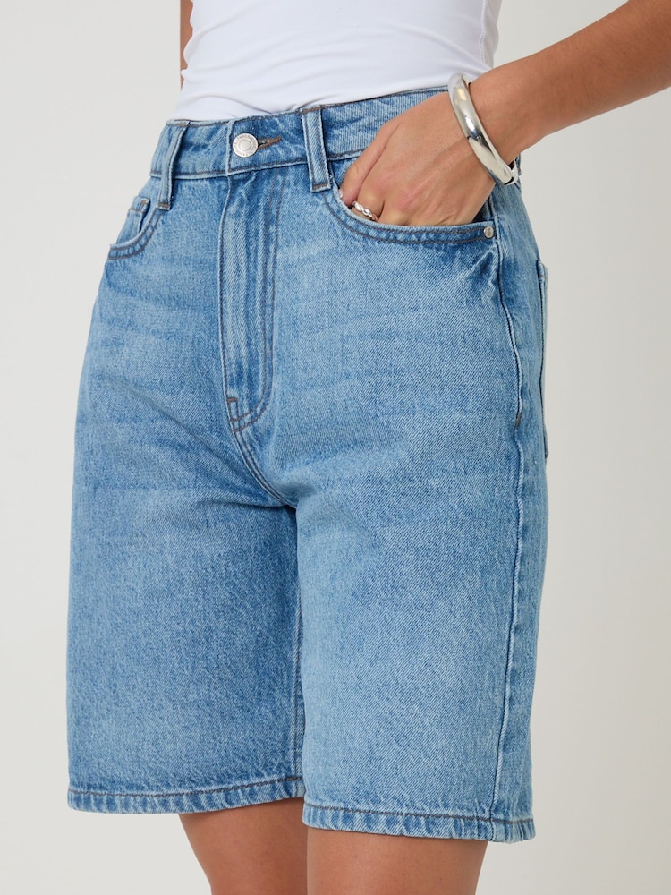 Threadbare Blue Denim Bermuda Shorts - Image 5 of 5