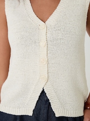 Threadbare Cream Knitted Yarn V-Neck Waistcoat - Image 5 of 5