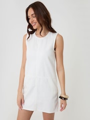 Threadbare White Denim Mini Shift Dress - Image 1 of 4