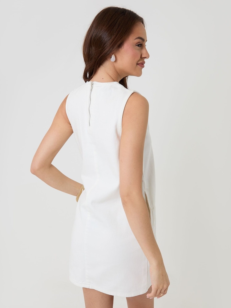 Threadbare White Denim Mini Shift Dress - Image 2 of 4 Threadbare White Denim Mini Shift Dress - Image 2 of 4