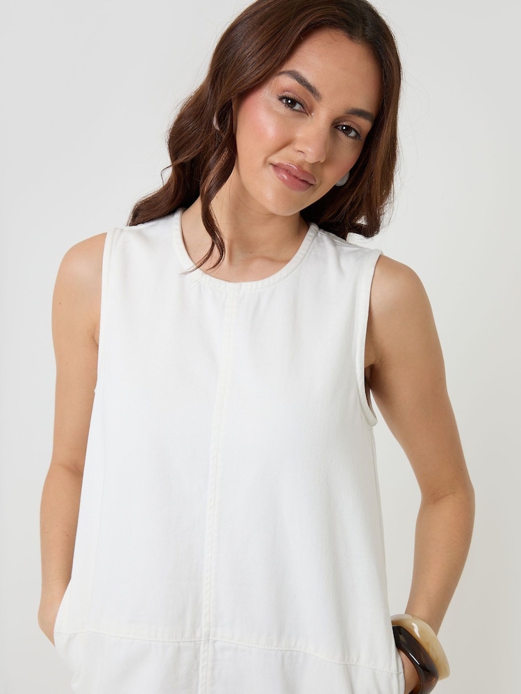 Threadbare White Denim Mini Shift Dress - Image 4 of 4 Threadbare White Denim Mini Shift Dress - Image 4 of 4