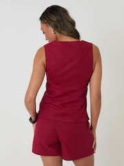 Threadbare Red Scoop Neck Longline Linen Blend Waistcoat - Image 2 of 4