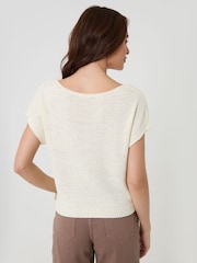 Threadbare Cream Slash Neck Short Sleeve Jumper - Image 2 of 4