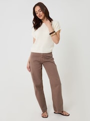 Threadbare Cream Slash Neck Short Sleeve Jumper - Image 3 of 4