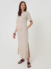 Threadbare Brown Stripe Jersey Maxi T-Shirt Dress - Image 2 of 5