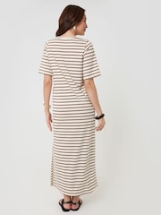 Threadbare Brown Stripe Jersey Maxi T-Shirt Dress - Image 3 of 5