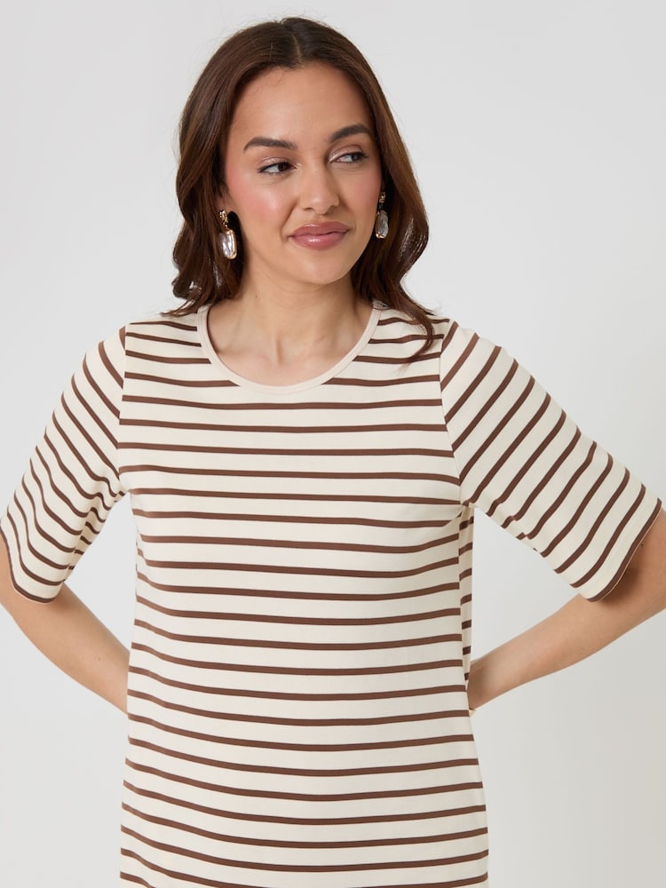 Threadbare Brown Stripe Jersey Maxi T-Shirt Dress - Image 6 of 6 Threadbare Brown Stripe Jersey Maxi T-Shirt Dress - Image 6 of 6