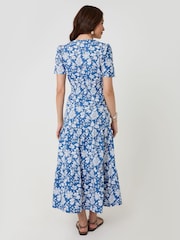 Threadbare Blue Cotton Poplin Tiered Midaxi Dress - Image 2 of 4