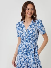 Threadbare Blue Cotton Poplin Tiered Midaxi Dress - Image 3 of 4
