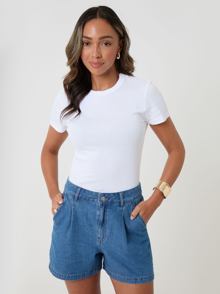 Threadbare Blue Denim Tailored Shorts - Image 1 of 5