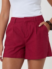Threadbare Red Linen Blend Tailored Shorts - Image 4 of 5