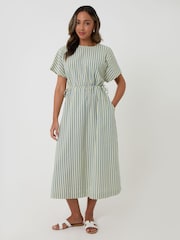 Threadbare Blue Stripe Kimono Sleeve Drawstring Waist Midi Dress - Image 2 of 5