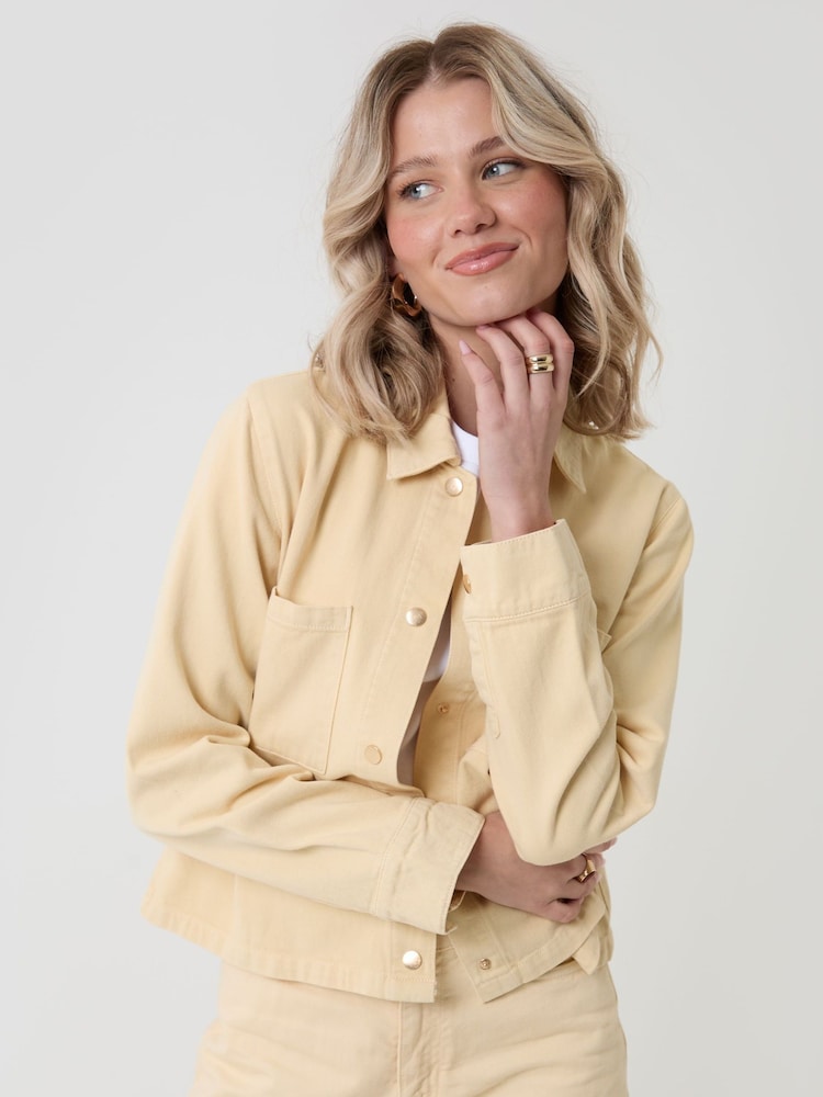 Threadbare Yellow Patch Pocket Denim Shacket - Image 6 of 6