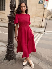 Threadbare Red Gingham Angel Sleeve Midaxi Dress - Image 1 of 5
