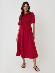 Threadbare Red Gingham Angel Sleeve Midaxi Dress - Image 2 of 5