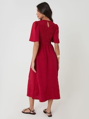 Threadbare Red Gingham Angel Sleeve Midaxi Dress - Image 3 of 5