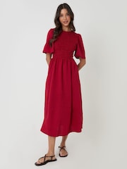 Threadbare Red Gingham Angel Sleeve Midaxi Dress - Image 4 of 5