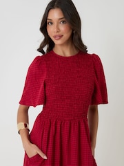 Threadbare Red Gingham Angel Sleeve Midaxi Dress - Image 5 of 5