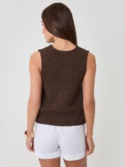Threadbare Brown Knitted Yarn V-Neck Waistcoat - Image 6 of 8