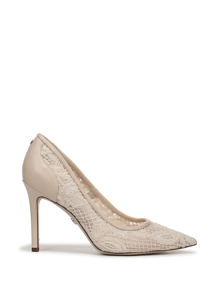 Sam Edelman Cream Hazel Mesh 3 Regular Fit Stiletto Heel Court Shoes - Image 1 of 7